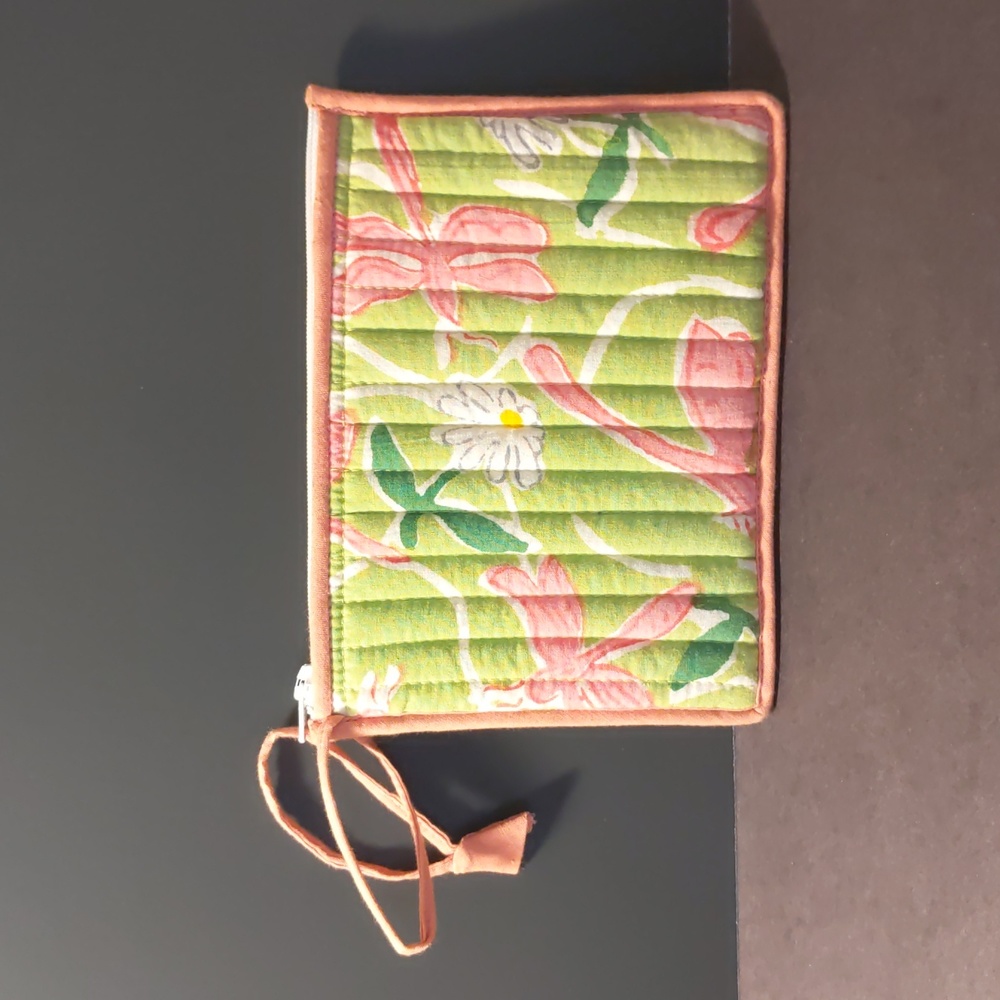 Pomegranate 100% cotton clutch/ wristlet purse/ vanity